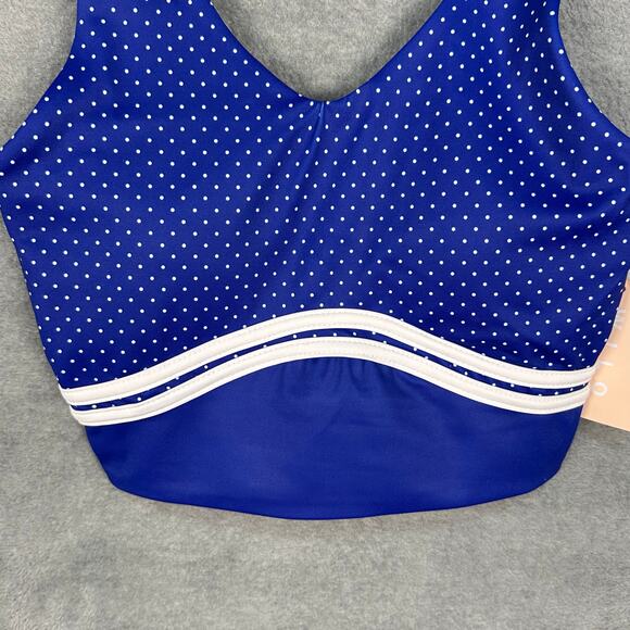 Wilo Sports Bra Women Extra Small Blue White Polka Dot Contour Padded Gym Active - Picture 3 of 11